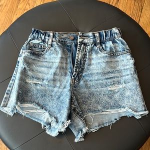 elastic waist jean shorts